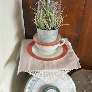 Vintage Pyrex flamingo pink Teacup and saucer